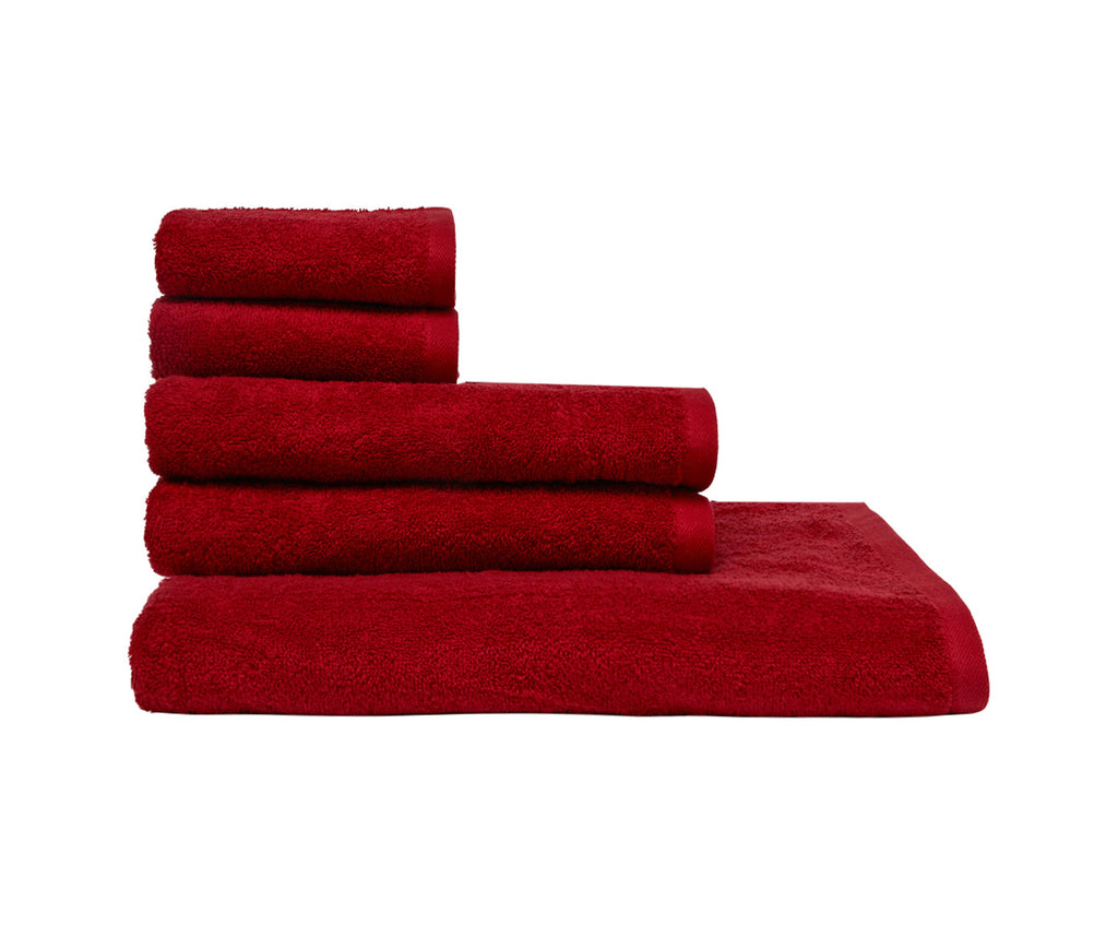 Set Asciugamani 5 Pezzi (2 Asciugamano viso 2 Asciugamano ospite 1 Telo bagno doccia) soffici morbidi assorbenti BORDEAUX - NOVILUNIO.IT