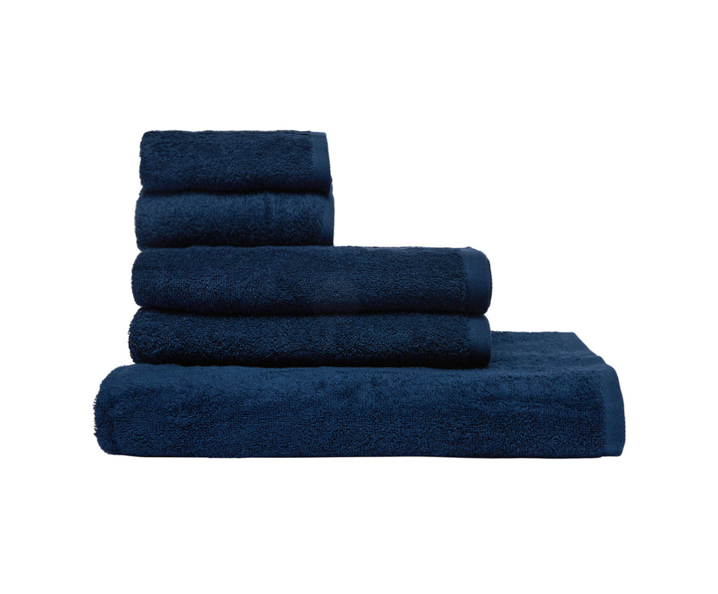 Set Asciugamani 5 Pezzi (2 Asciugamano viso 2 Asciugamano ospite 1 Telo bagno doccia) soffici morbidi assorbenti BLU NOTTE - NOVILUNIO.IT