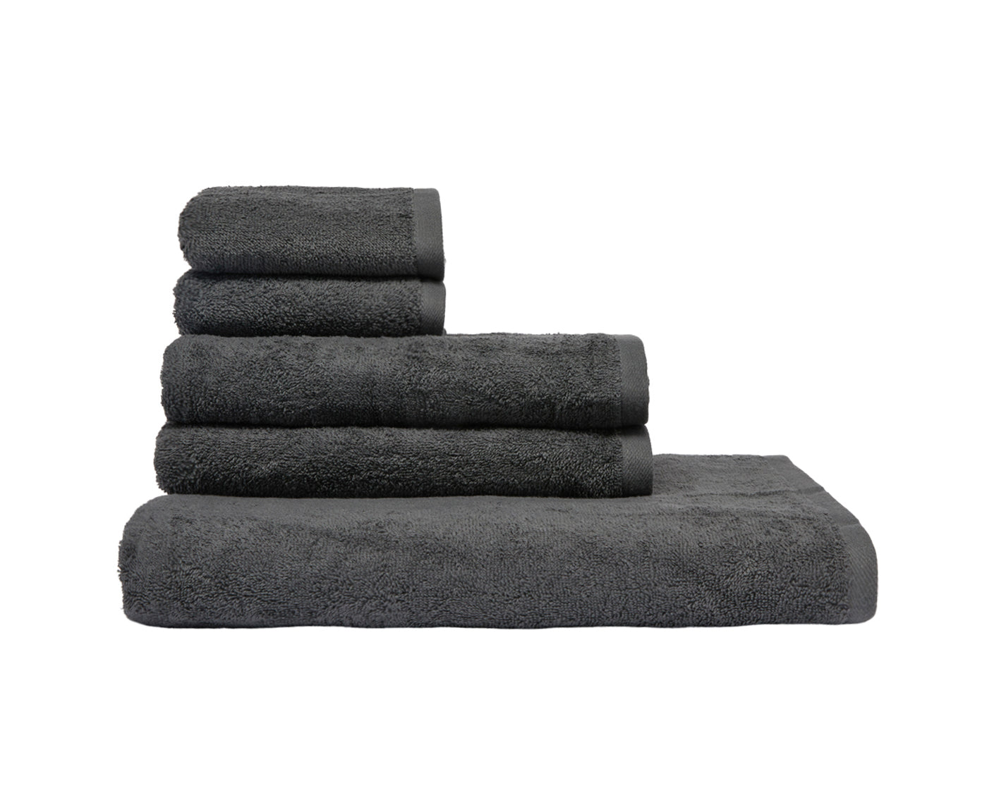 Set Asciugamani 5 Pezzi (2 Asciugamano viso 2 Asciugamano ospite 1 Telo bagno doccia) soffici morbidi assorbenti GRIGIO FUMO - NOVILUNIO.IT