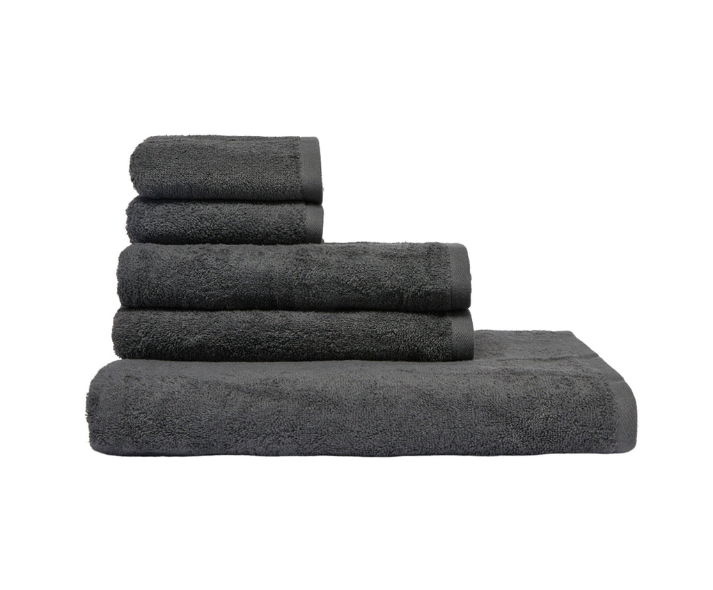 Set Asciugamani 5 Pezzi (2 Asciugamano viso 2 Asciugamano ospite 1 Telo bagno doccia) soffici morbidi assorbenti GRIGIO FUMO - NOVILUNIO.IT