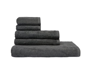 Set Asciugamani 5 Pezzi (2 Asciugamano viso 2 Asciugamano ospite 1 Telo bagno doccia) soffici morbidi assorbenti GRIGIO FUMO - NOVILUNIO.IT