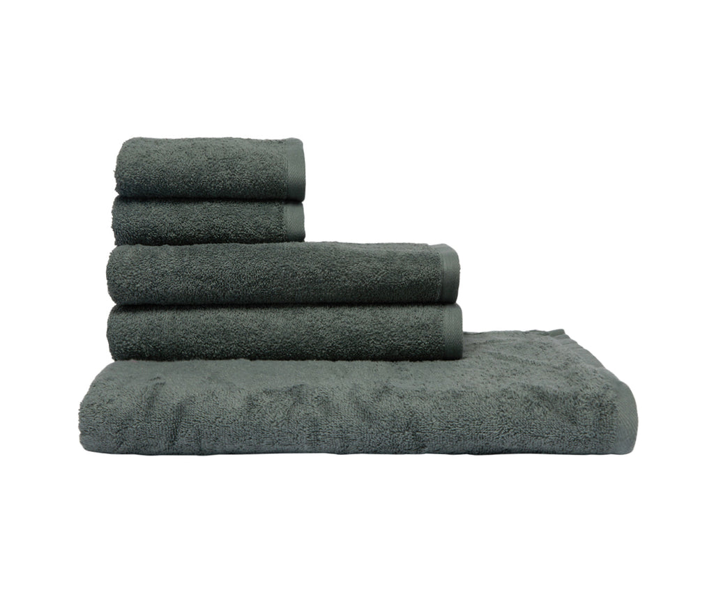Set Asciugamani 5 Pezzi (2 Asciugamano viso 2 Asciugamano ospite 1 Telo bagno doccia) soffici morbidi assorbenti VERDE OLIVA - NOVILUNIO.IT