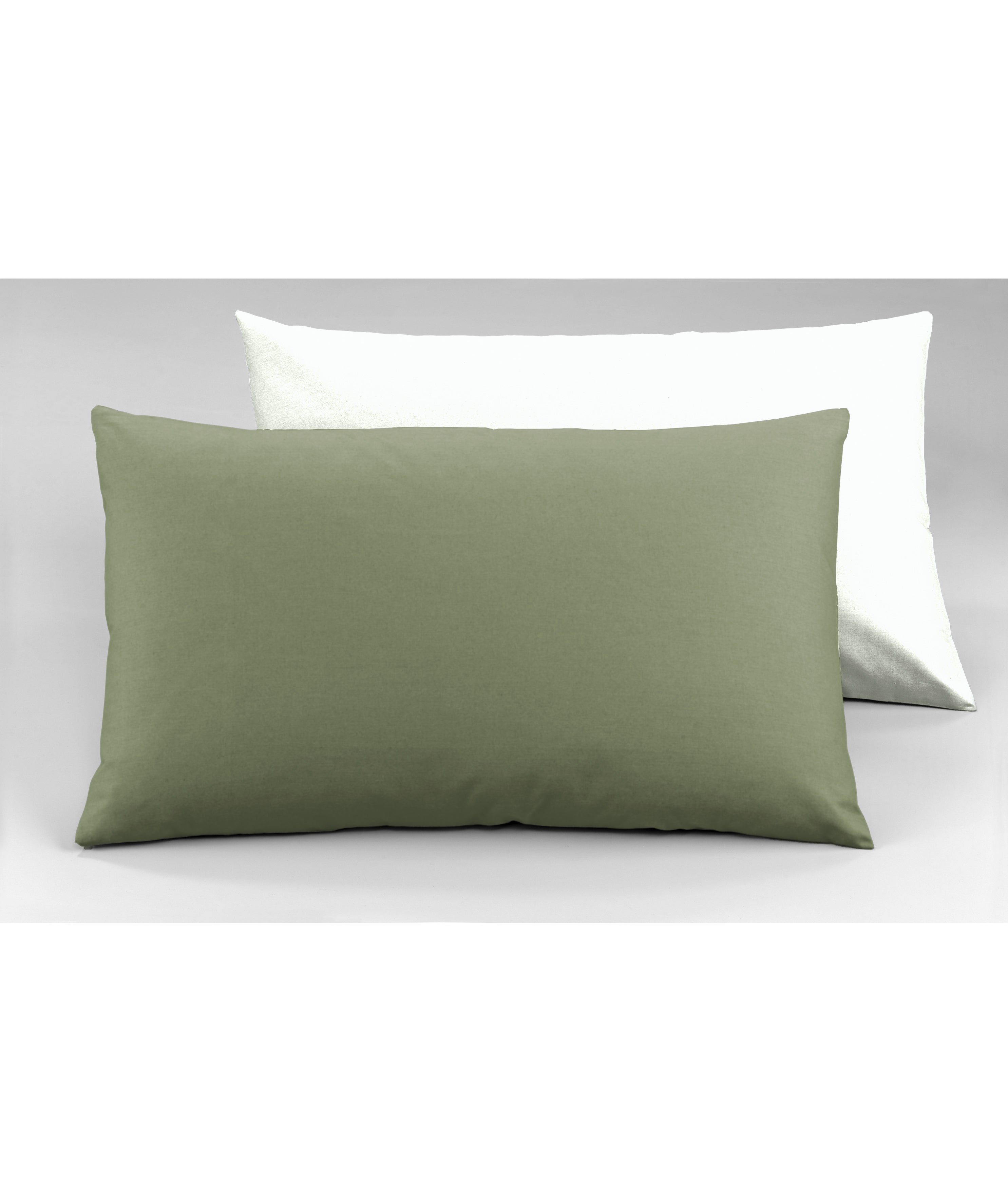 Completo letto lenzuola bicolor in 100% cotone made in Italy BIANCO/SALVIA