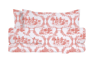 Completo letto lenzuola federe stampa digitale in cotone made in italy TOILE DE JOUY MALDIVE