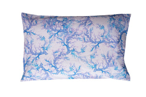Completo letto lenzuola federe bifaccia double face stampa digitale in cotone made in italy  CORALLI ACQUARELLO / BLUETTE