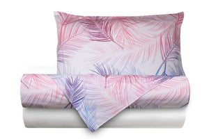 Completo letto lenzuola federe bifaccia double face stampa digitale in cotone made in italy FELCI MULTICOLOR/BIANCO