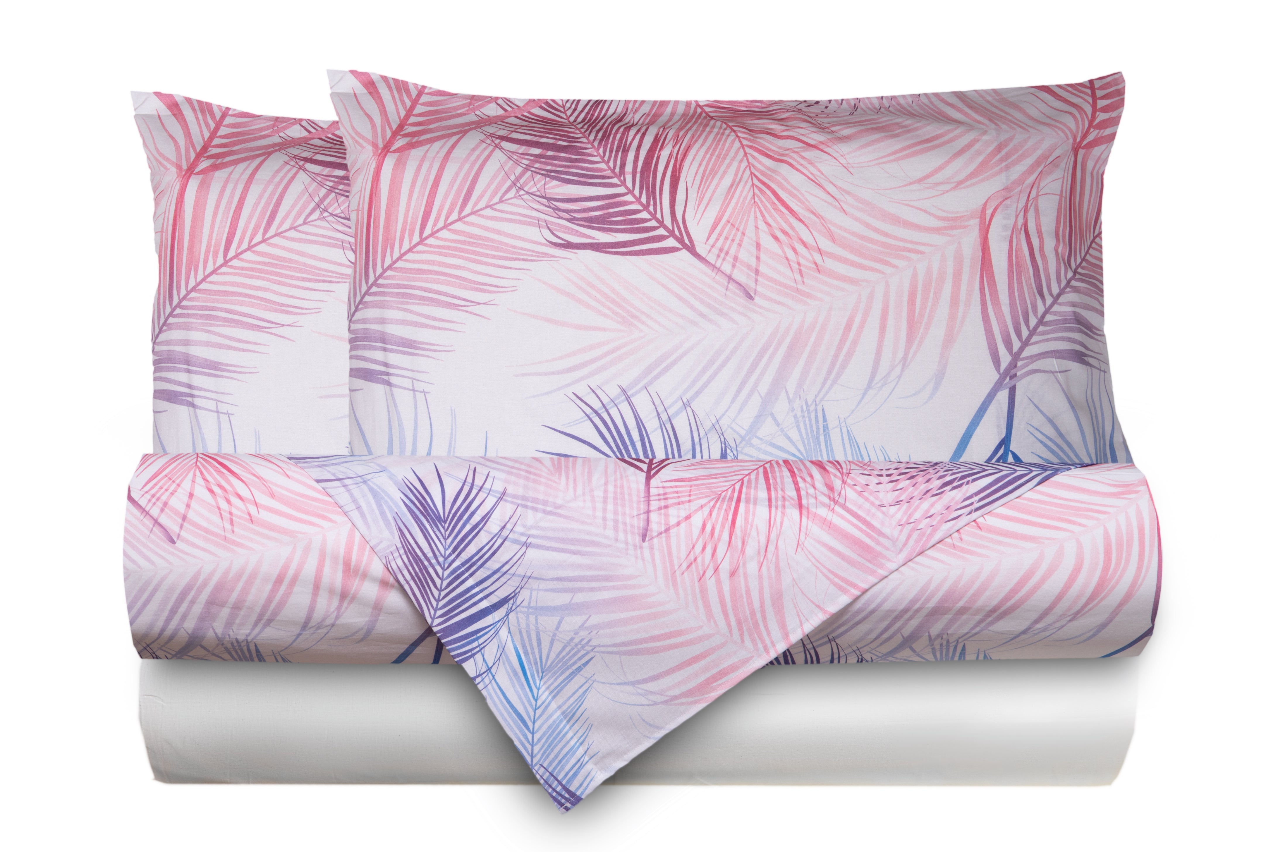 Completo letto lenzuola federe bifaccia double face stampa digitale in cotone made in italy FELCI MULTICOLOR/BIANCO