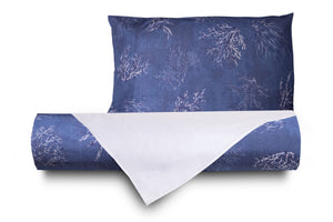 Set Copripiumino federe bifaccia Doubleface parure Copripiumino Stampa Digitale Cotone Made in Italy OCEANO BLU / BIANCO