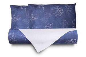 Set Copripiumino federe bifaccia Doubleface parure Copripiumino Stampa Digitale Cotone Made in Italy OCEANO BLU / BIANCO