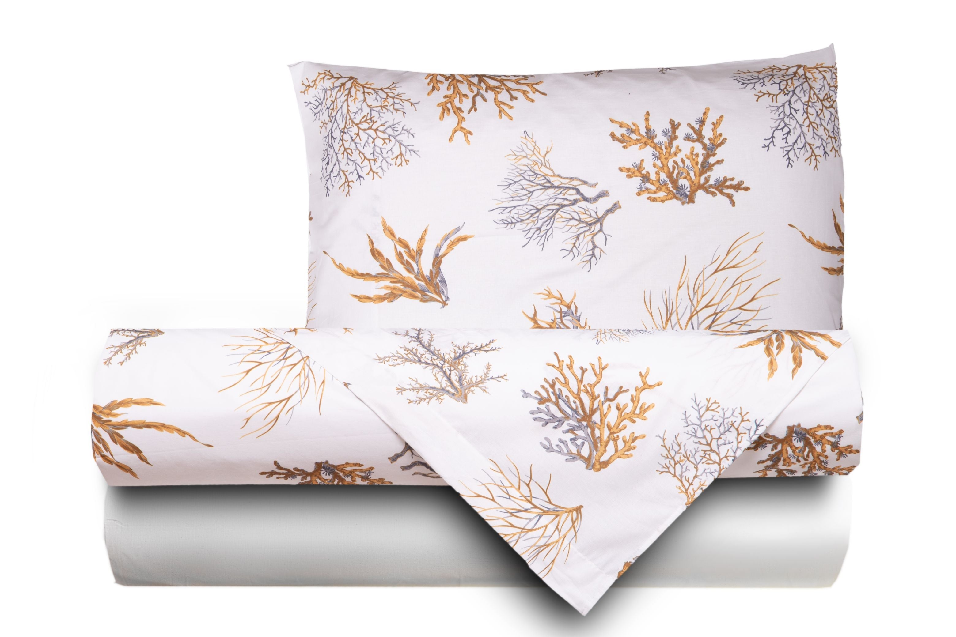 Completo letto lenzuola federe bifaccia double face stampa digitale in cotone made in italy OCEANO BIANCO/BIANCO