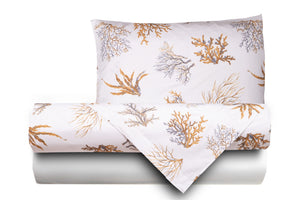 Completo letto lenzuola federe bifaccia double face stampa digitale in cotone made in italy OCEANO BIANCO/BIANCO