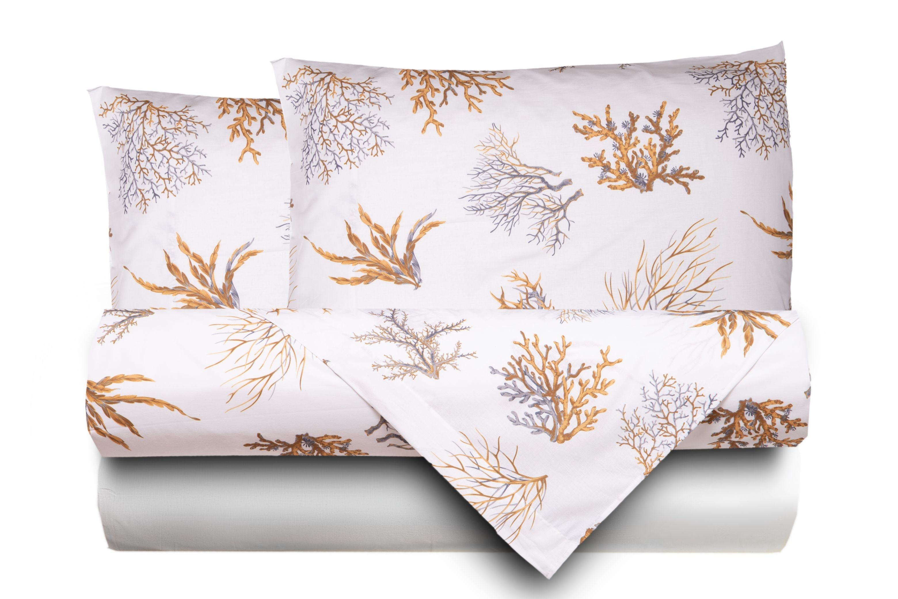 Completo letto lenzuola federe bifaccia double face stampa digitale in cotone made in italy OCEANO BIANCO/BIANCO