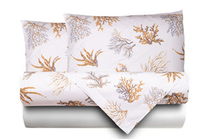 Completo letto lenzuola federe bifaccia double face stampa digitale in cotone made in italy OCEANO BIANCO/BIANCO
