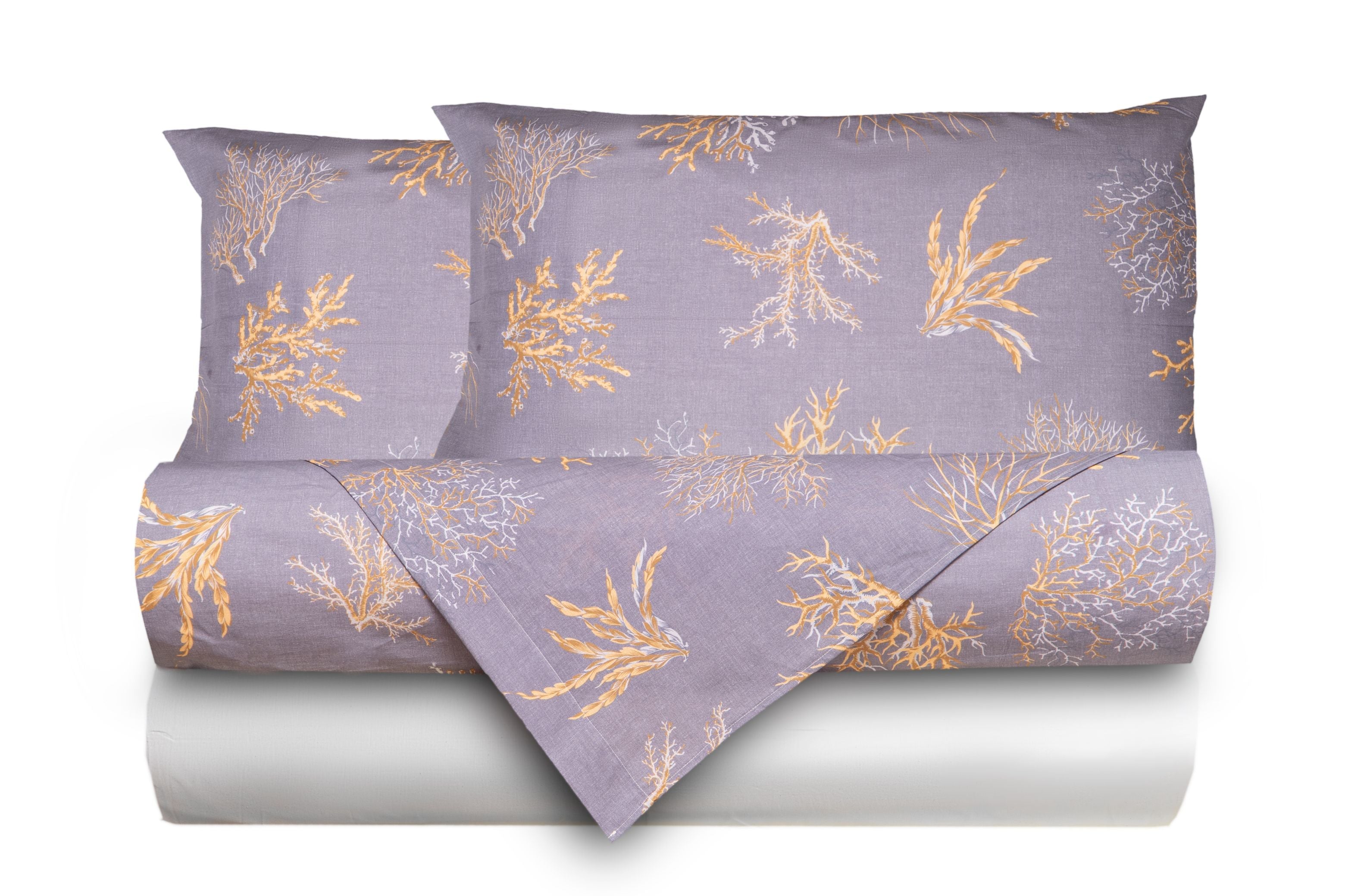 Completo letto lenzuola federe bifaccia double face stampa digitale in cotone made in italy OCEANO GRIGIO/BIANCO