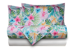 Completo letto lenzuola federe bifaccia double face stampa digitale in cotone made in italy MELANIA/BIANCO
