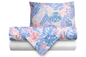 Completo letto lenzuola federe bifaccia double face stampa digitale in cotone made in italy MELISSA/BIANCO