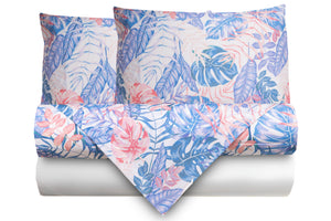 Completo letto lenzuola federe bifaccia double face stampa digitale in cotone made in italy MELISSA/BIANCO