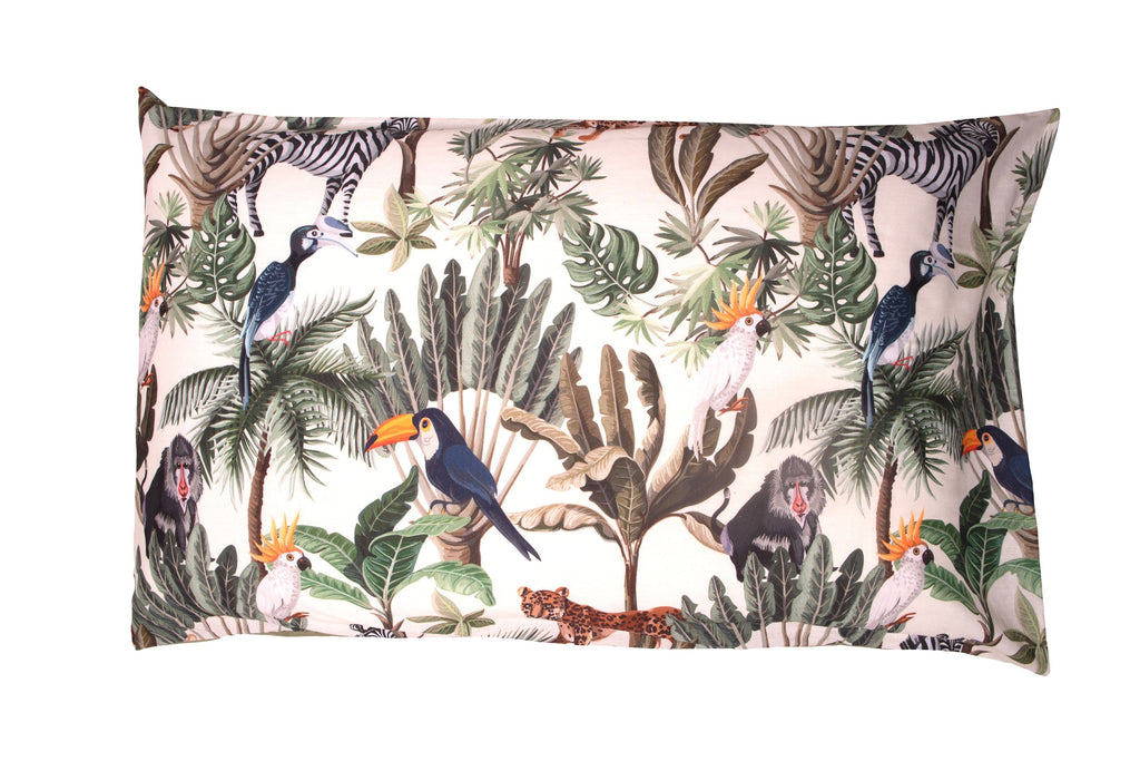 Set 2 federe coppia di federe stampa digitale cotone Made in Italy GIUNGLA - Vanita di raso