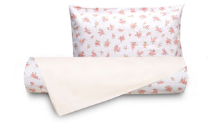 Set Copripiumino federe bifaccia Doubleface parure Copripiumino Stampa Digitale 100% Cotone Made in Italy FIORELLINI/PANNA