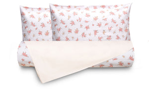 Set Copripiumino federe bifaccia Doubleface parure Copripiumino Stampa Digitale 100% Cotone Made in Italy FIORELLINI/PANNA