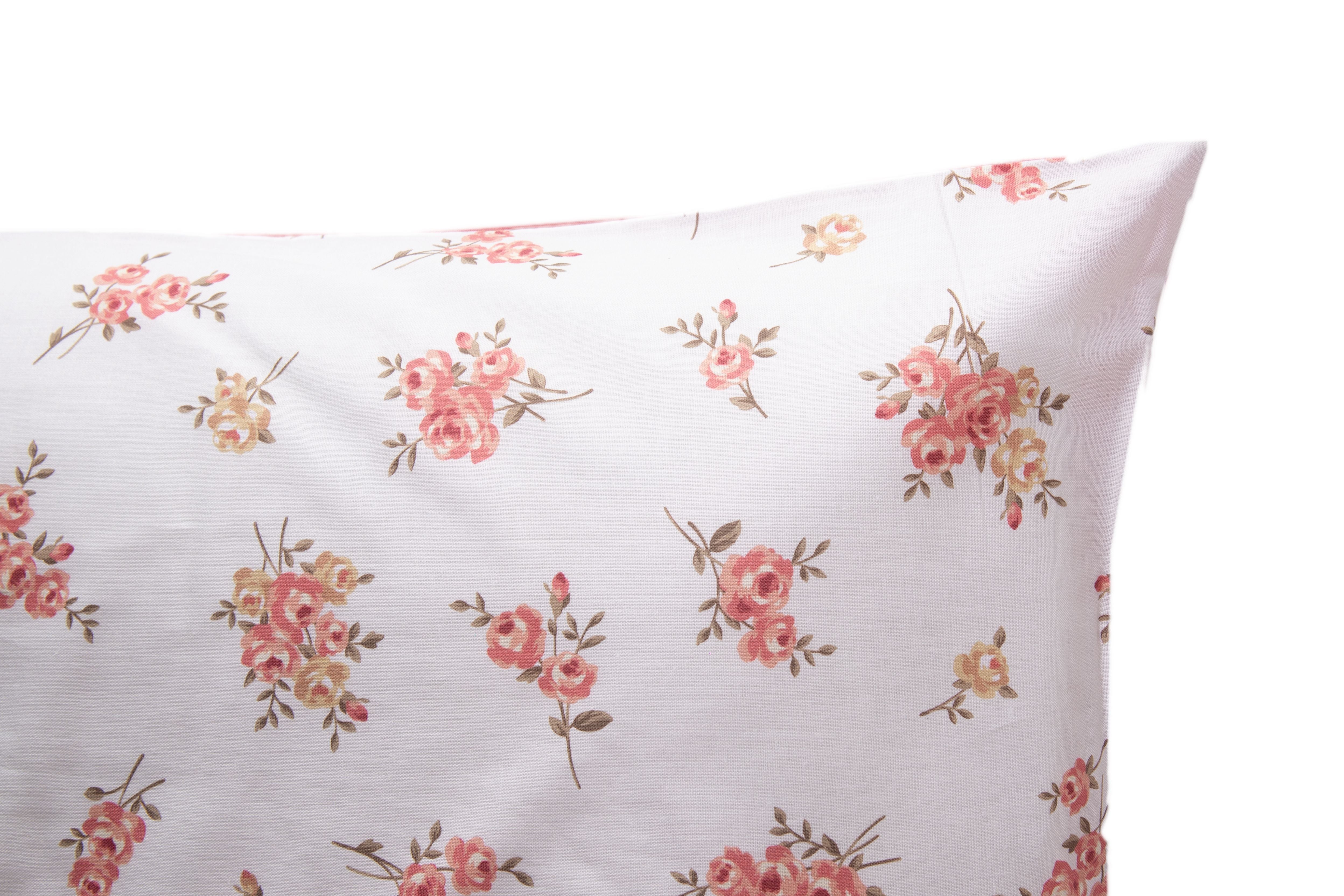 Set 2 federe coppia di federe bifaccia doubleface stampa digitale 100% cotone Made in Italy FIORELLINI/ROSA ANTICO