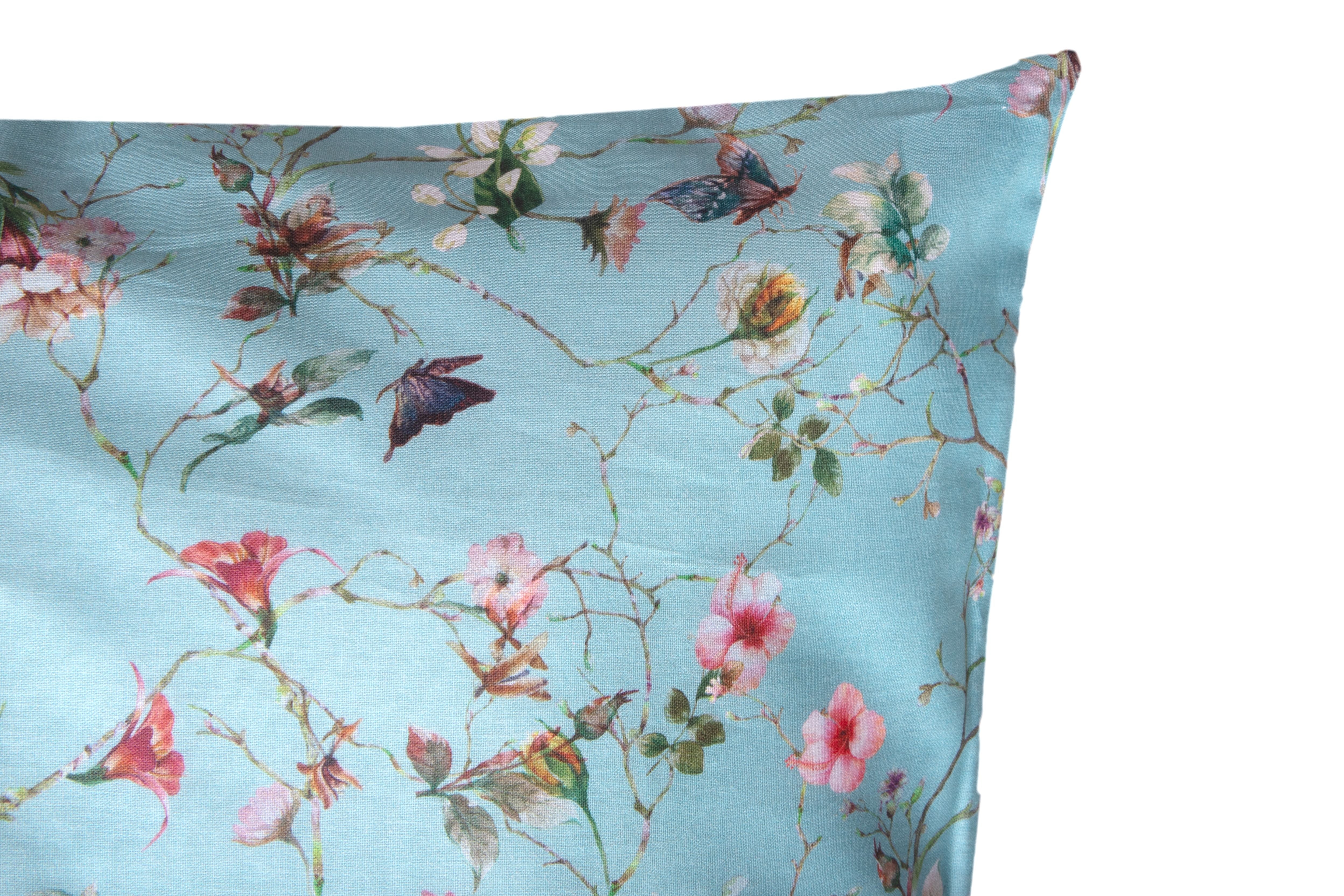 Completo letto lenzuola federe bifaccia double face stampa digitale in cotone made in italy RISVEGLIO DI PRIMAVERA/PANNA