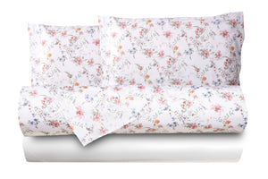 Completo letto lenzuola federe bifaccia double face stampa digitale in cotone made in italy SOTTOBOSCO/BIANCO