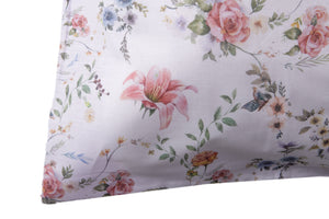 Set 2 federe coppia di federe bifaccia doubleface stampa digitale 100% cotone Made in Italy SOTTOBOSCO/LILLA