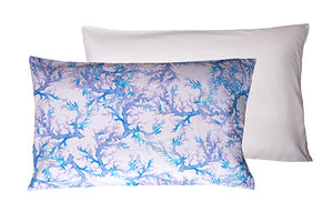 Completo letto lenzuola federe bifaccia double face stampa digitale in cotone made in italy  CORALLI ACQUARELLO/ BIANCO
