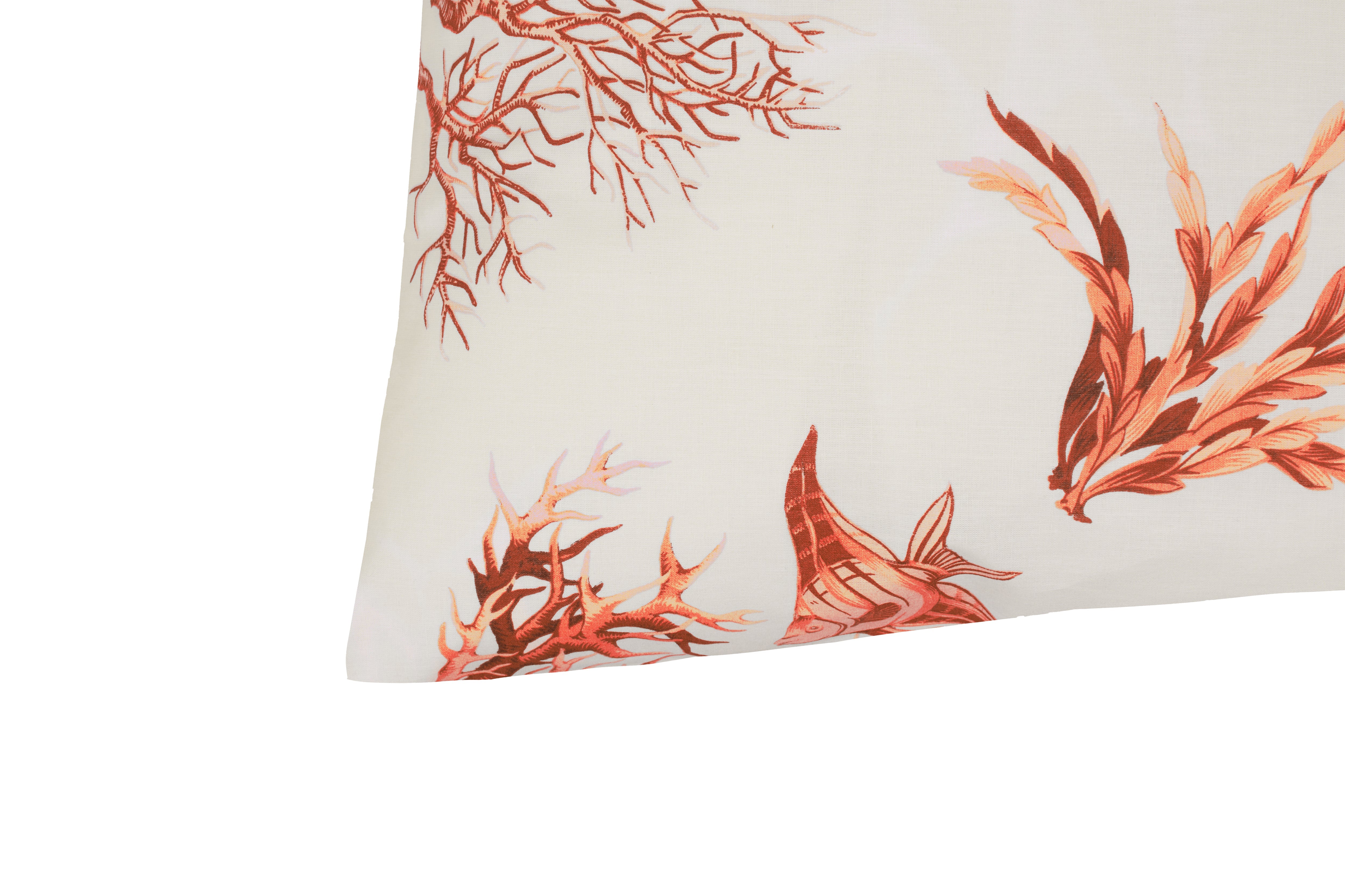 2 federe coppia di federe bifaccia doubleface stampa digitale cotone Made in Italy Coralli Rosso / Naturale