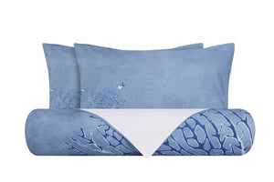 Set Copripiumino Federe Bifaccia Parure Copripiumino in Cotone Made in Italy Coralli 3 Pesci Mare D'inverno / Bianco