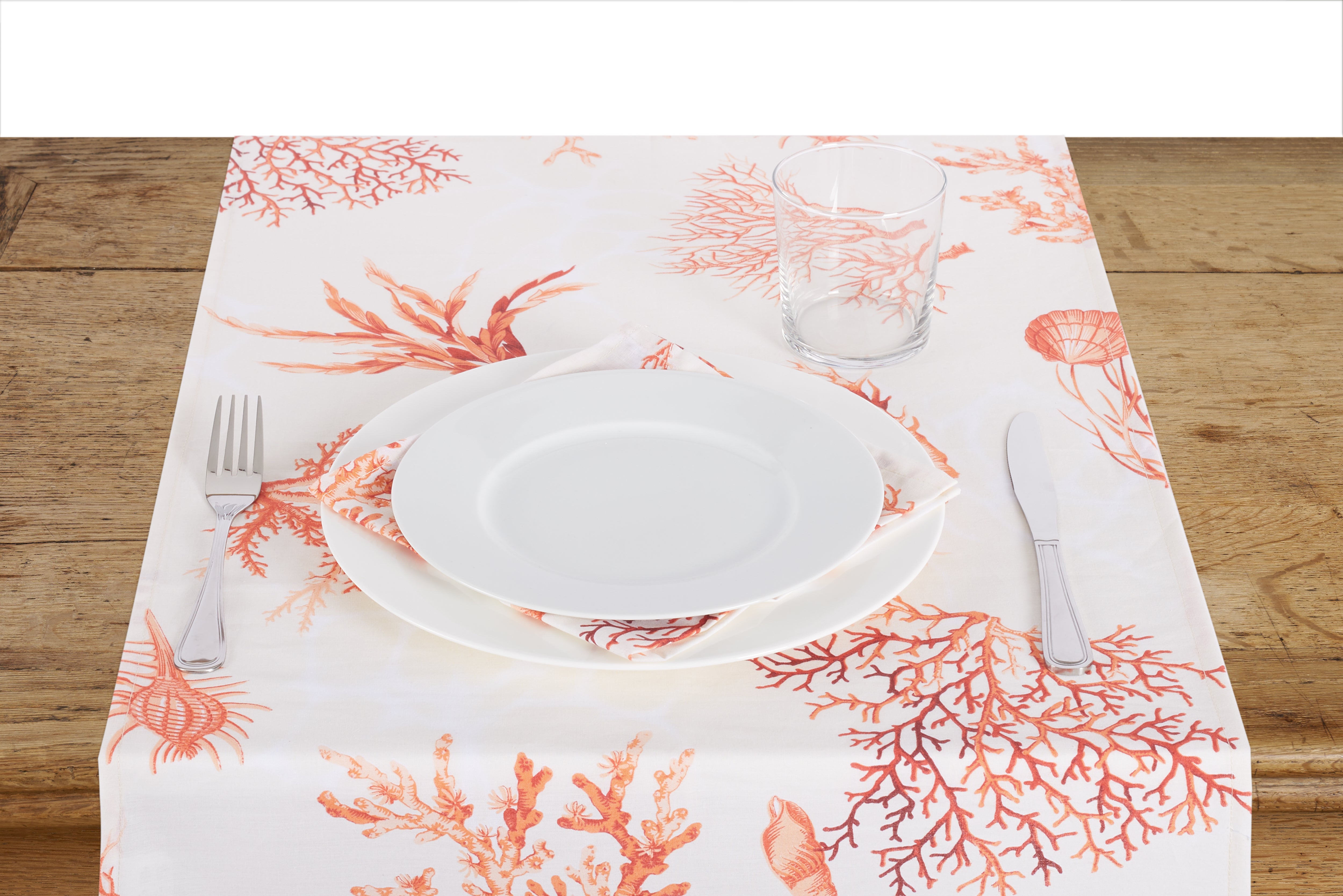 Runner da tavola in 100% cotone stampa digitale dai colori vivi ed intensi lavabile in lavatrice made in Italy CORALLI ROSSO