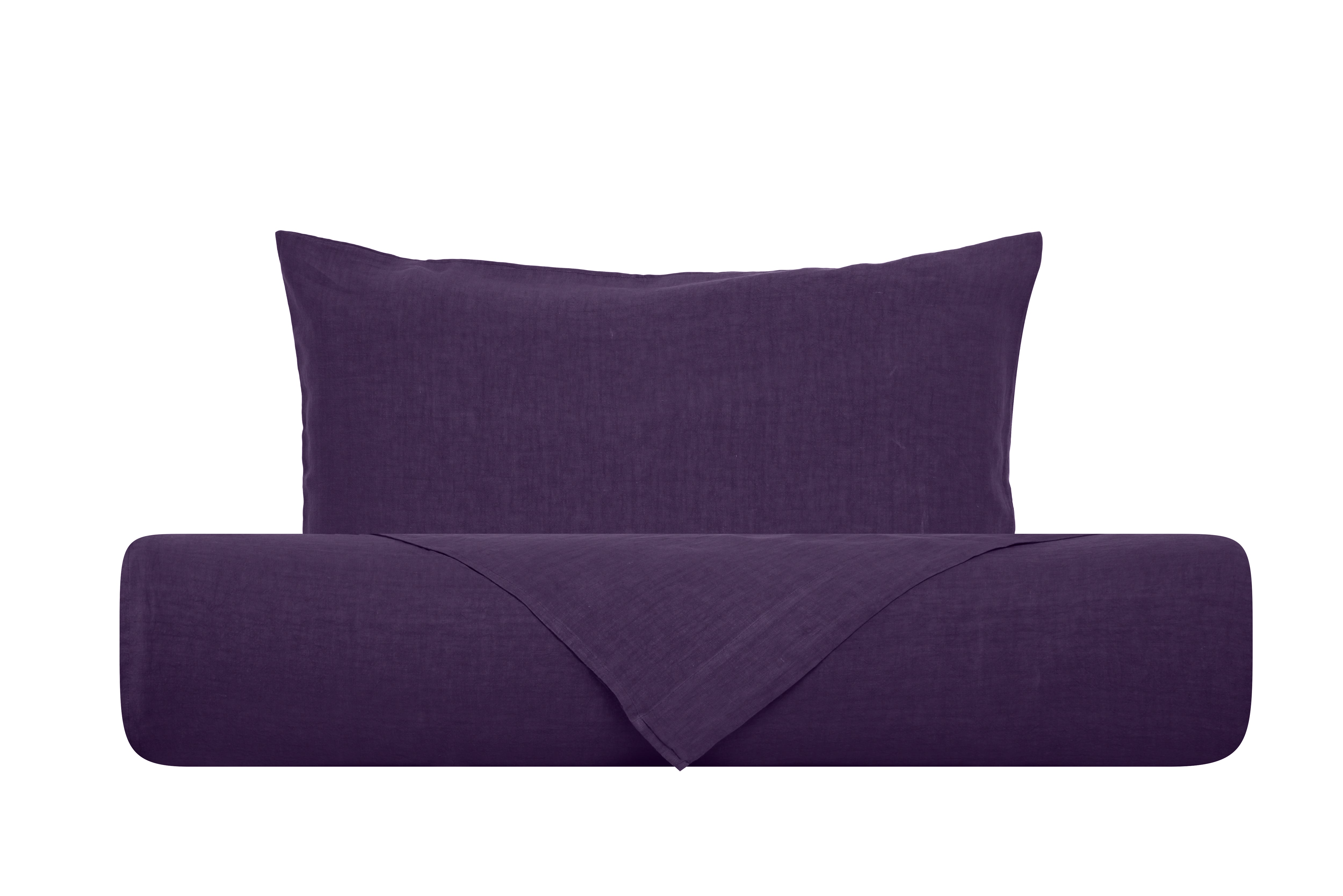 Parure copripiumino in puro lino stone washed Viola
