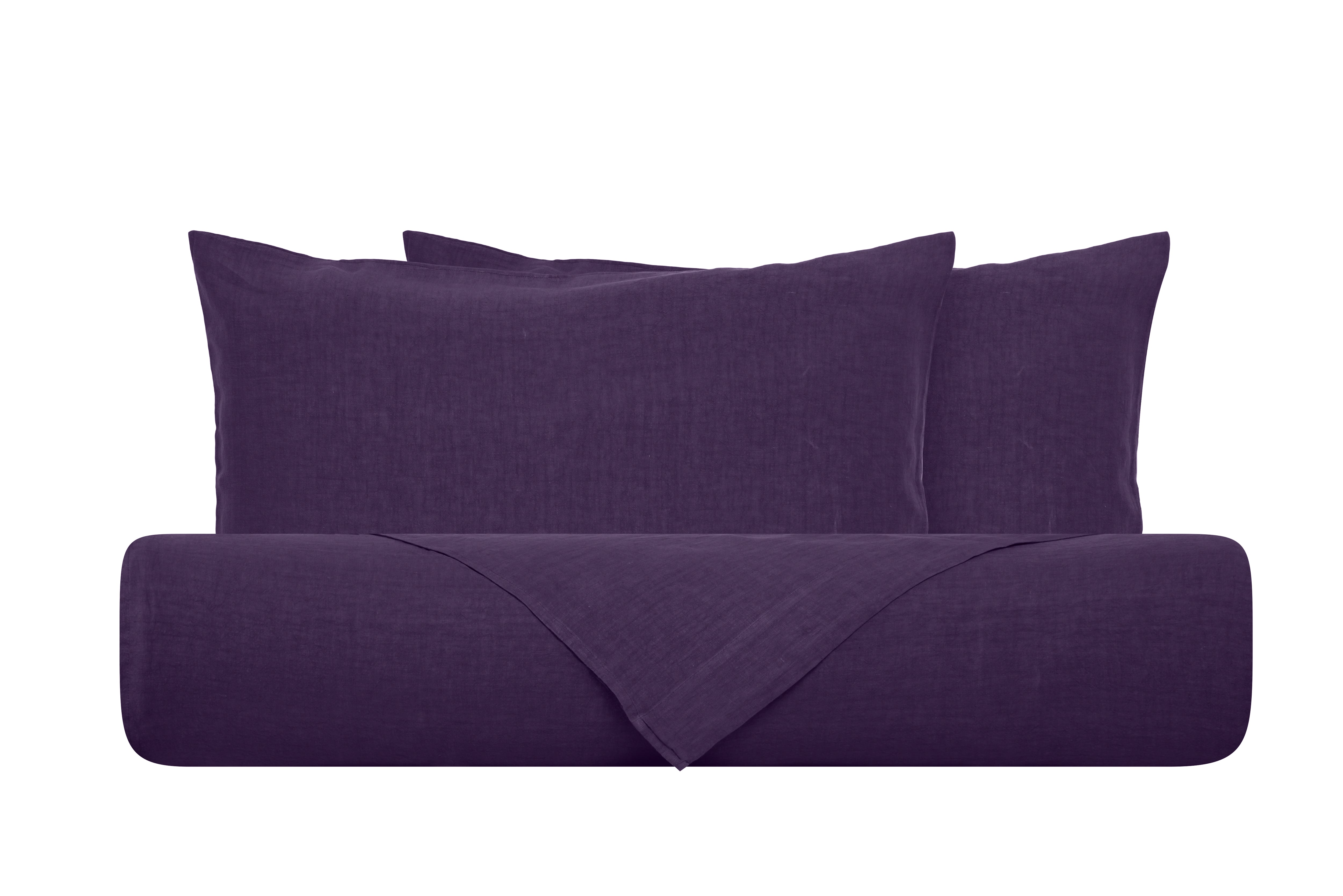 Parure copripiumino in puro lino stone washed Viola