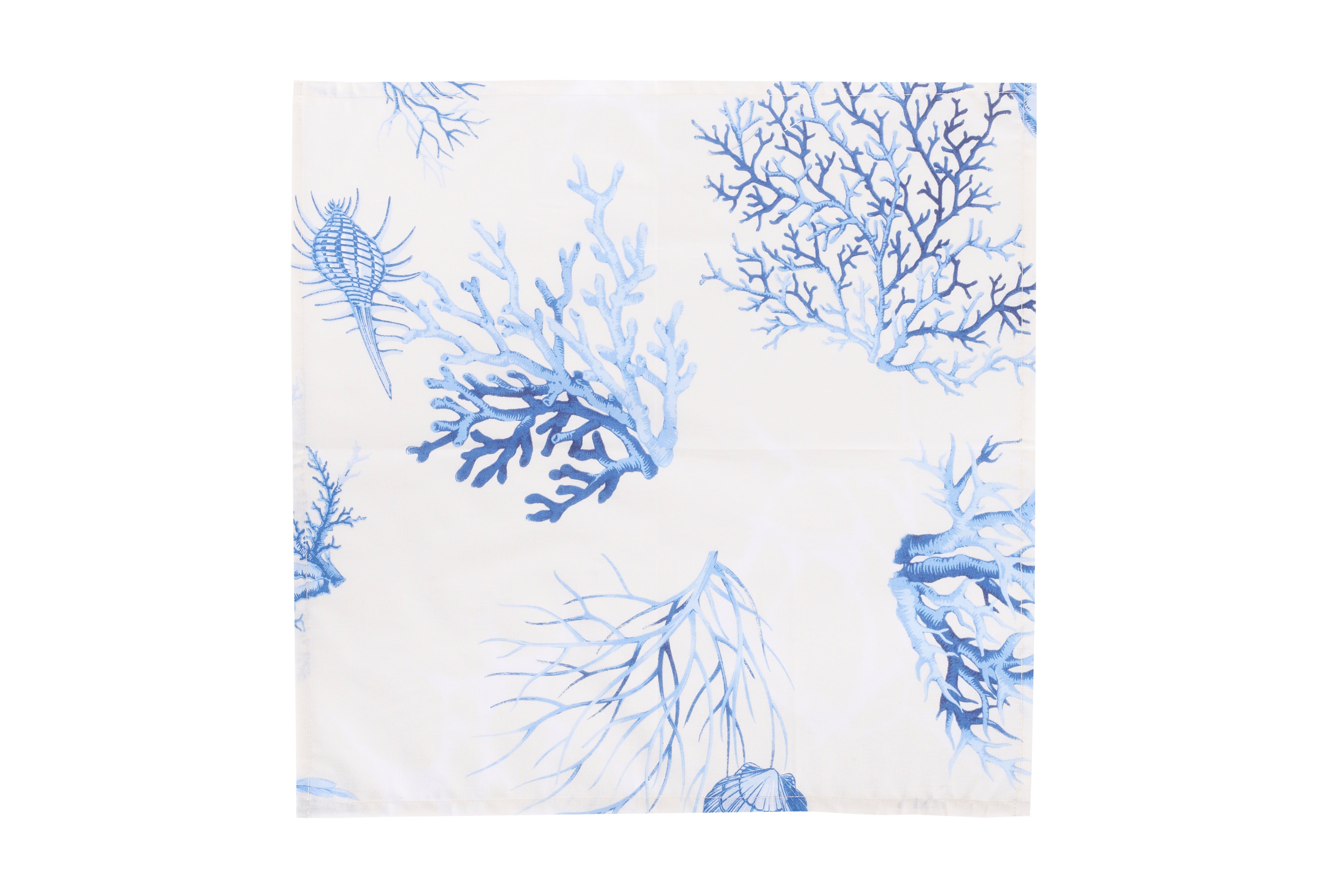 Set di 6 tovaglioli da tavola in stoffa 45 x 45 CM 100% cotone stampa digitale dai colori vivi ed intensi lavabili in lavatrice made in Italy CORALLI BLU