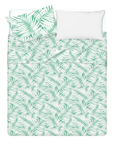 Completo letto lenzuola federe bifaccia double face stampa digitale in cotone made in italy  FELCI/BIANCO