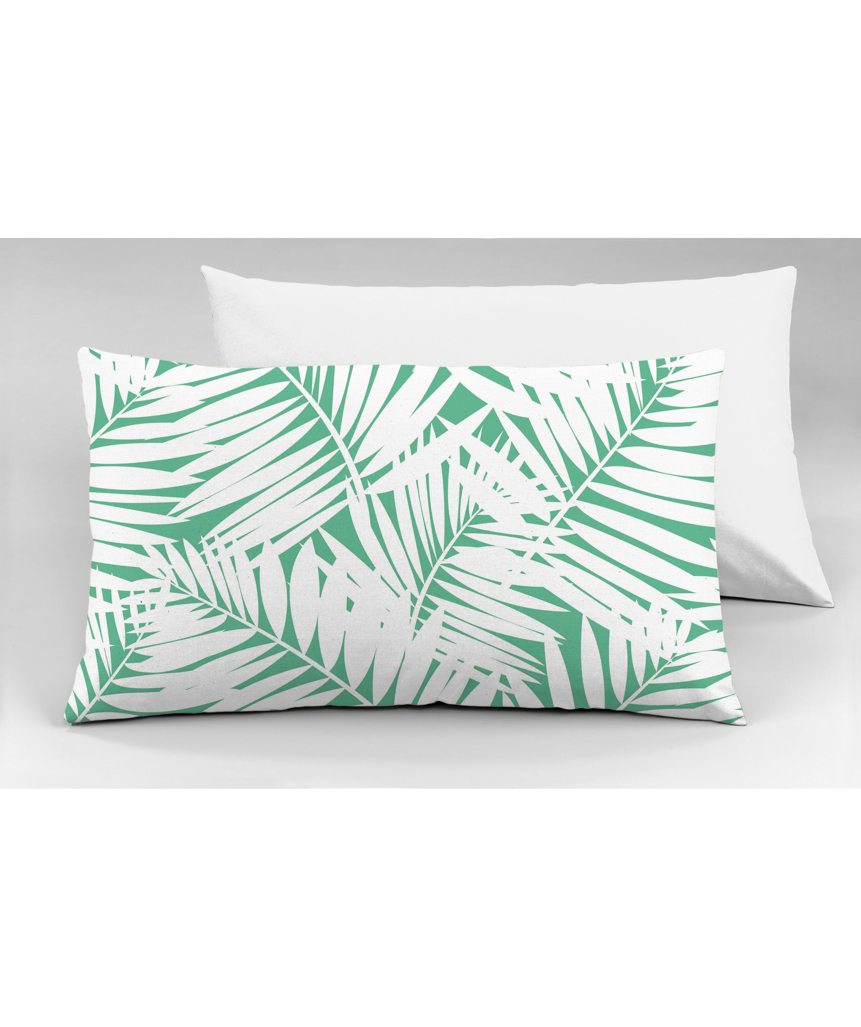 Set 2 federe coppia di federe bifaccia doubleface stampa digitale 100% cotone Made in Italy FELCI/BIANCO
