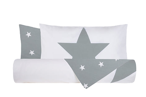 Set copripiumino federe letto 100% cotone stampa digitale STELLA GRIGIO