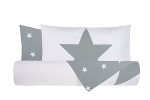 Set copripiumino federe letto 100% cotone stampa digitale STELLA GRIGIO