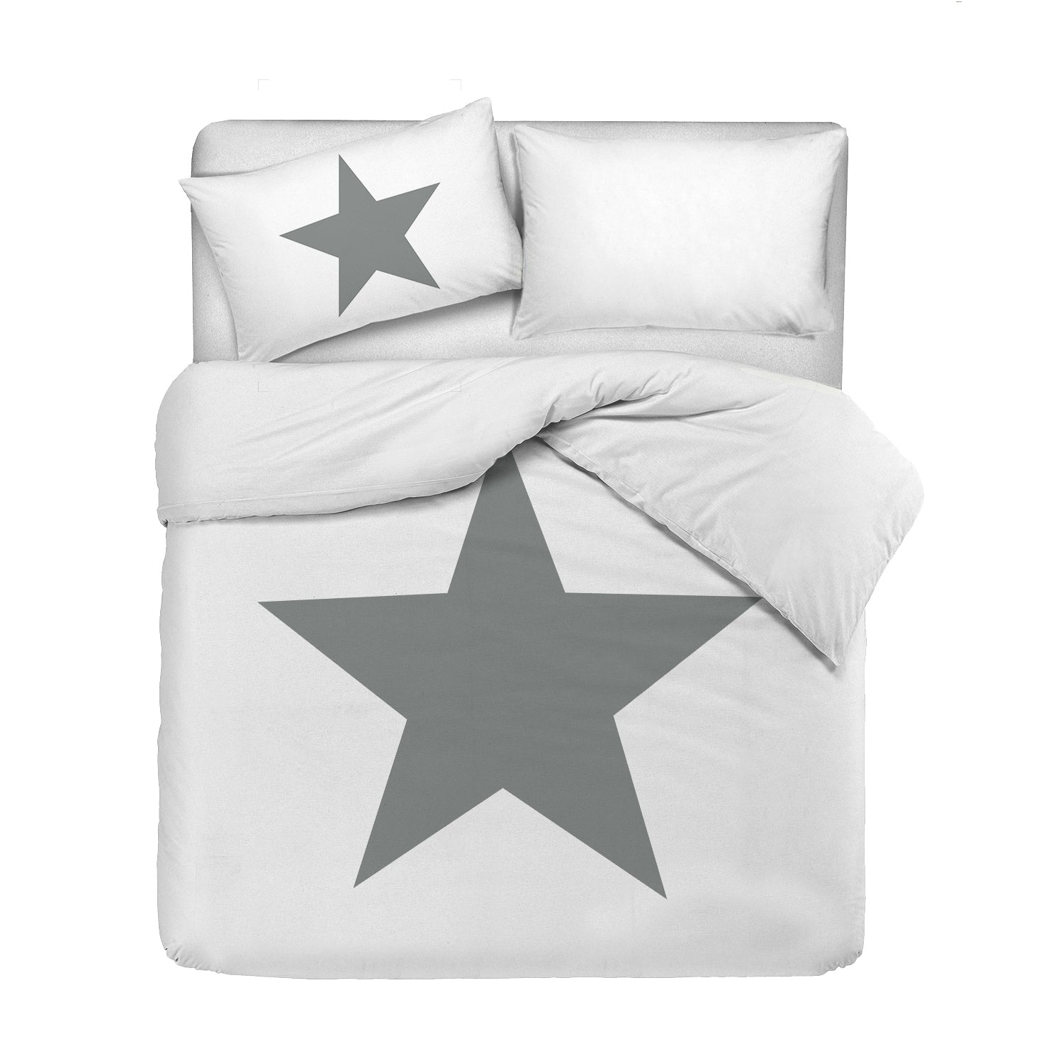 Set copripiumino federe letto 100% cotone stampa digitale STELLA GRIGIO/BIANCO