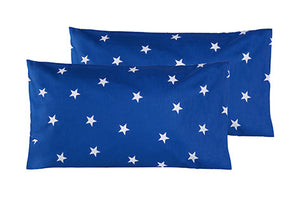 Parure letto lenzuola Cotone Tinta Unita Bianco e Federe Bifaccia 100% cotone made in Italy BIANCO CON BORDO STELLINE BLU
