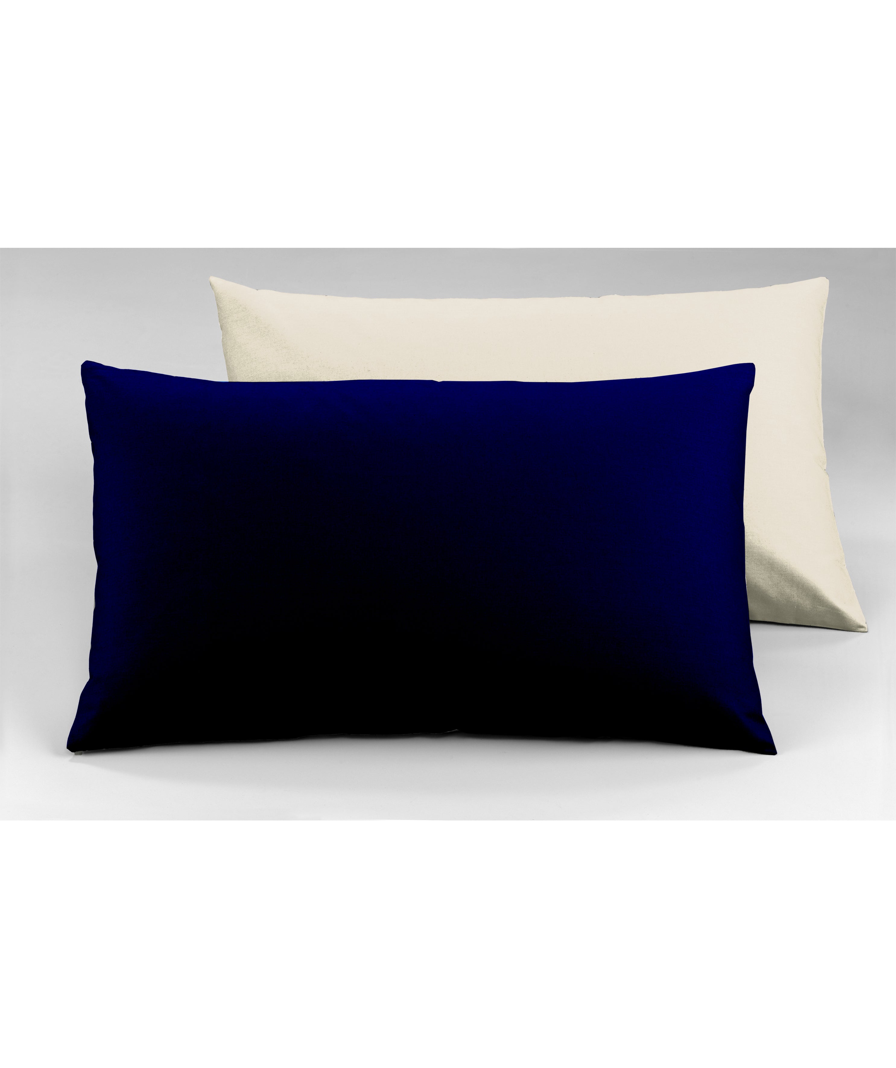 Completo letto lenzuola bicolor in 100% cotone made in Italy  NATURALE/BLU NOTTE