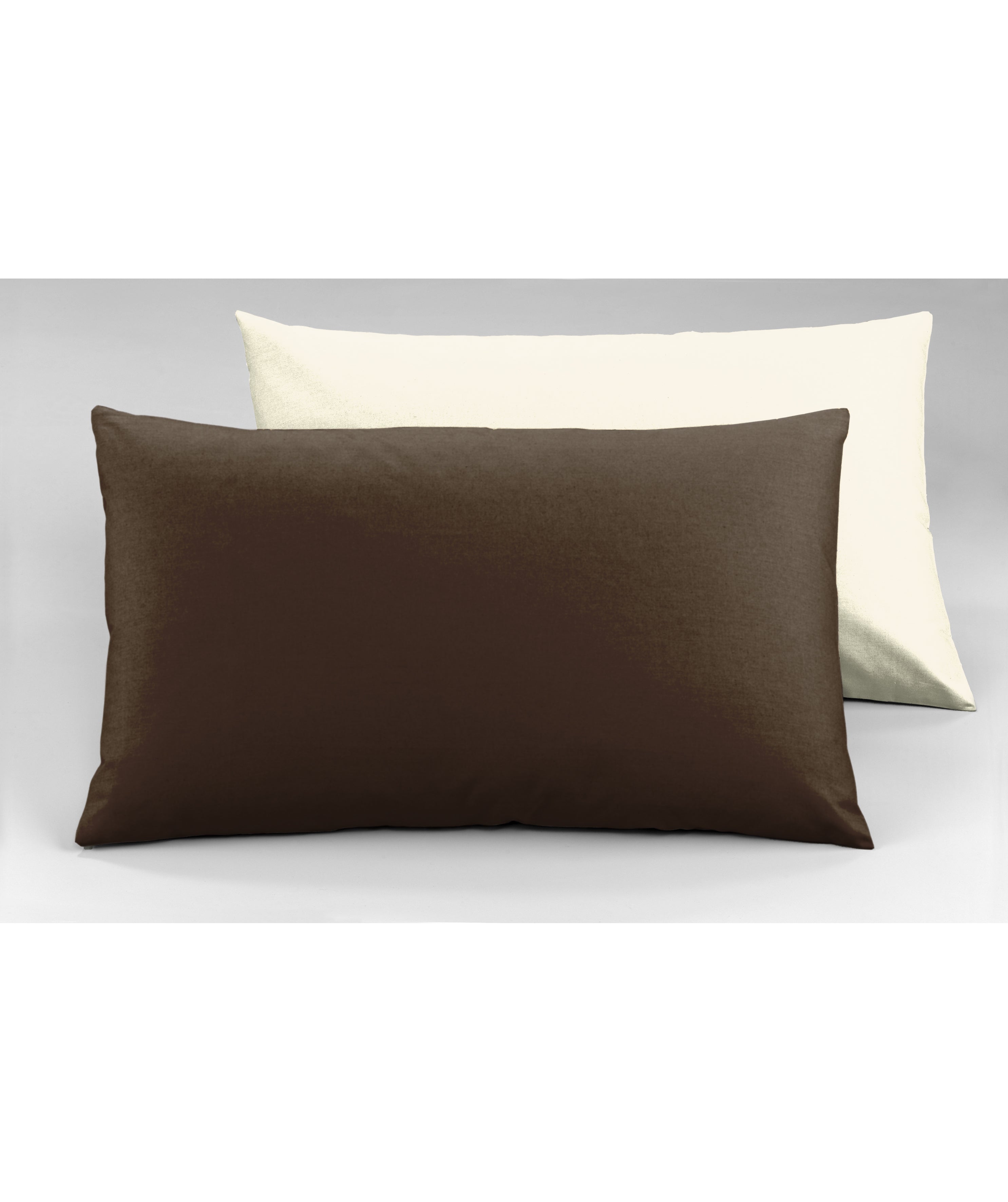 Completo letto lenzuola bicolor in 100% cotone made in Italy NATURALE/CACAO