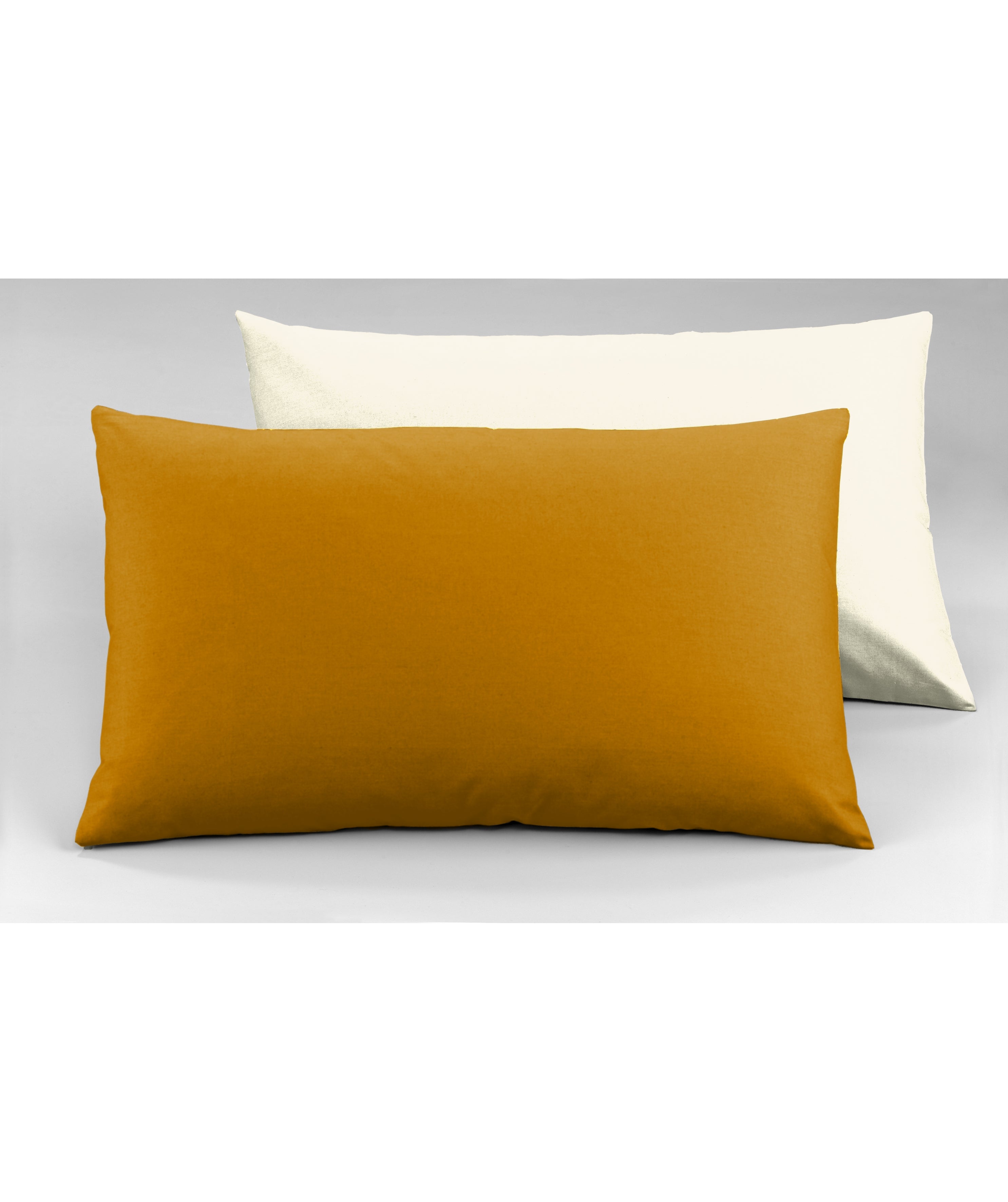 Completo letto lenzuola bicolor in 100% cotone made in Italy NATURALE/OCRA