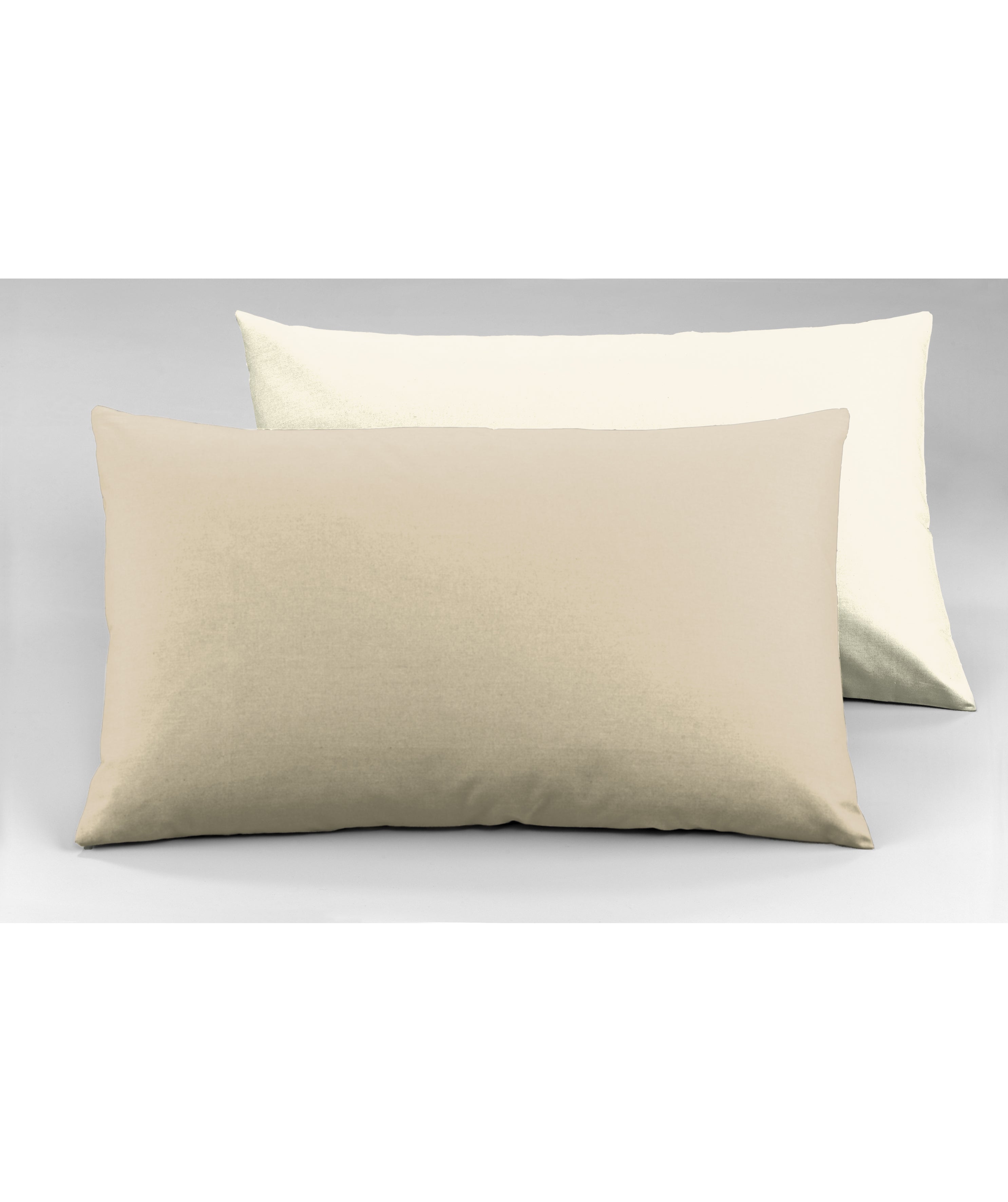 Completo letto lenzuola bicolor in 100% cotone made in Italy NATURALE/SABBIA