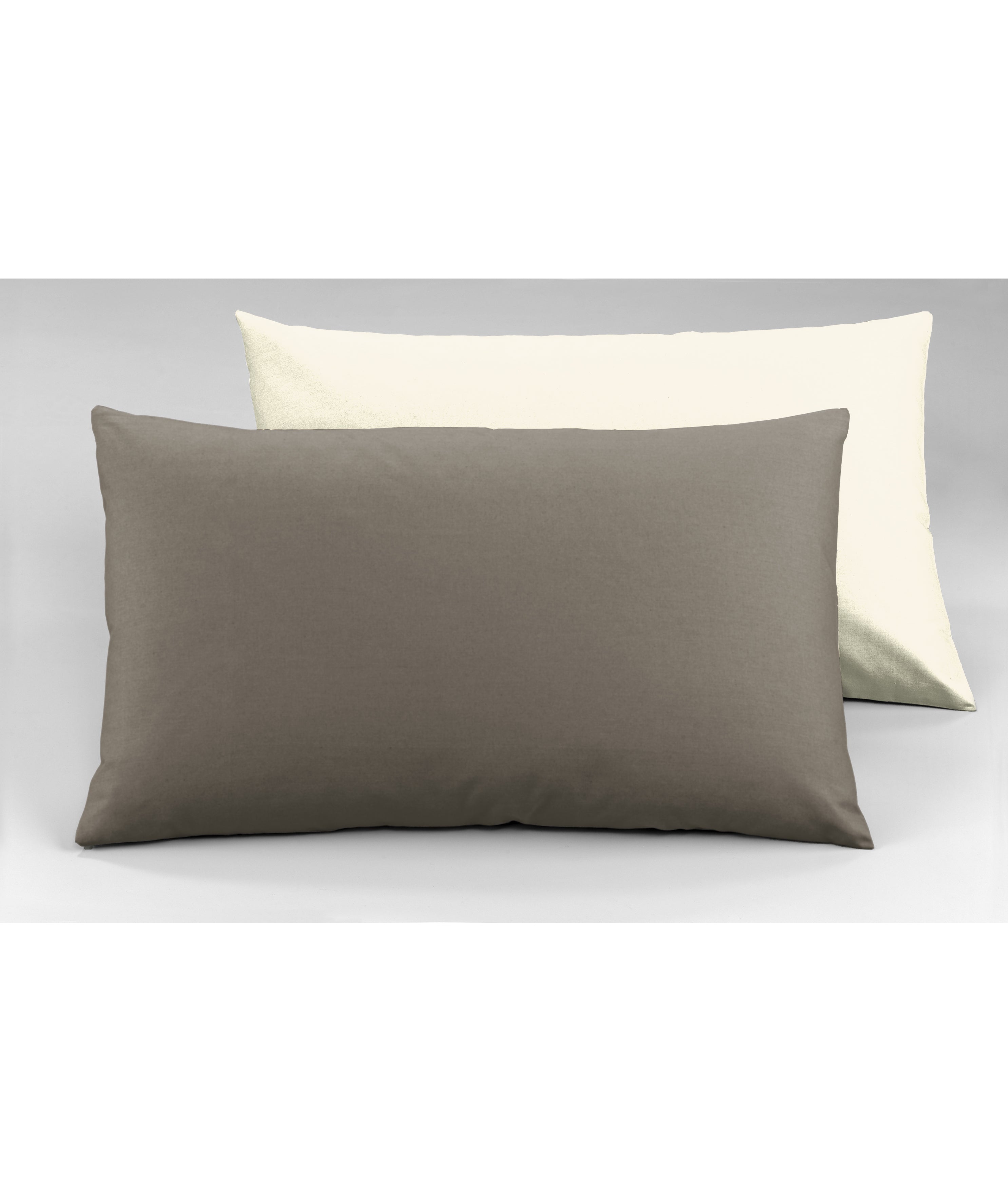 Completo letto lenzuola bicolor in 100% cotone made in Italy NATURALE/TORTORA