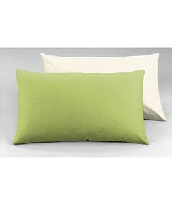 Coppia di federe Set di 2 federe bicolor bifaccia doubleface in cotone copricuscino guanciale letto 50x80 cm made in italy NATURALE/VERDE MELA