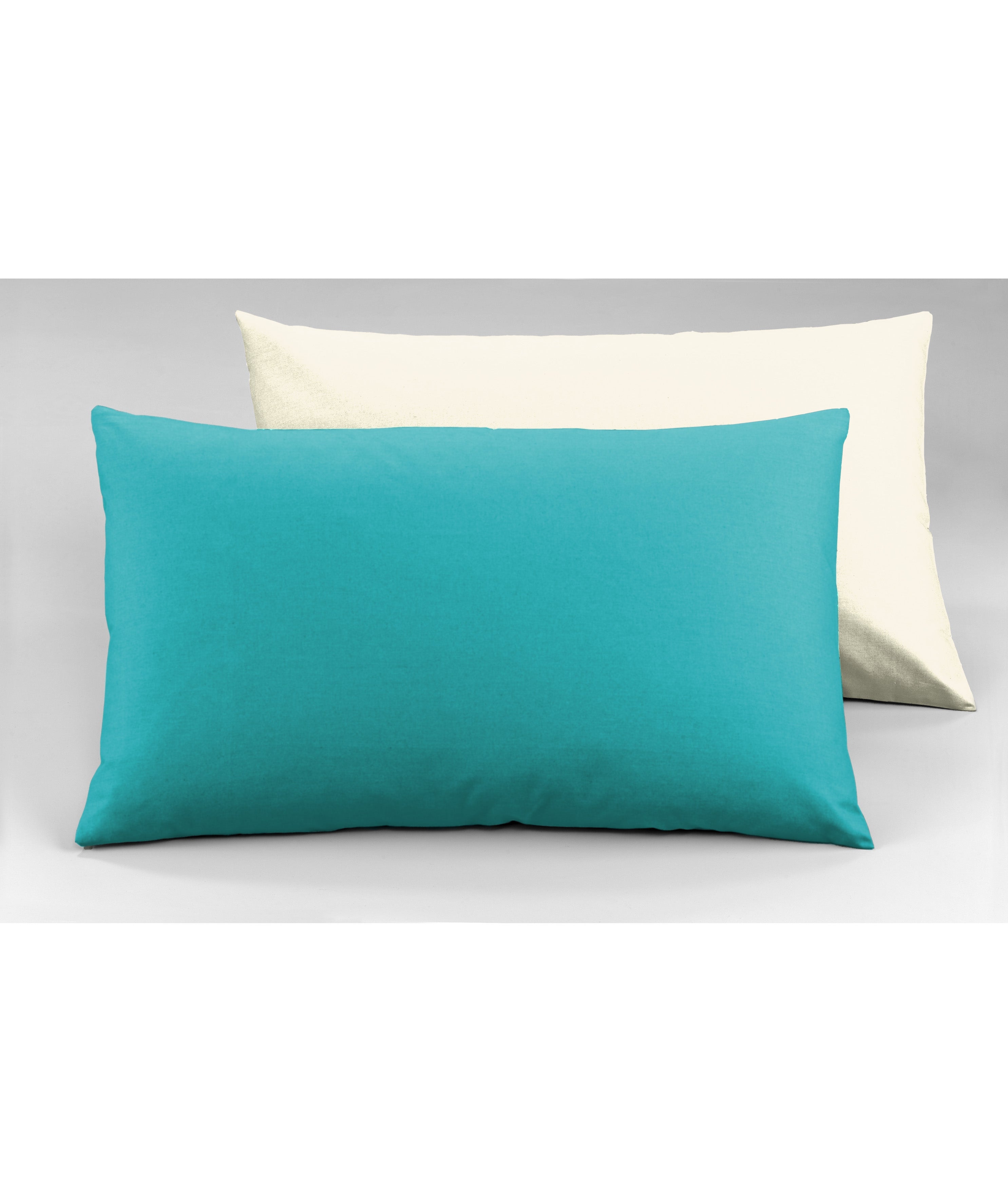 Completo letto lenzuola bicolor in 100% cotone made in Italy NATURALE/VERDE AZZORRE