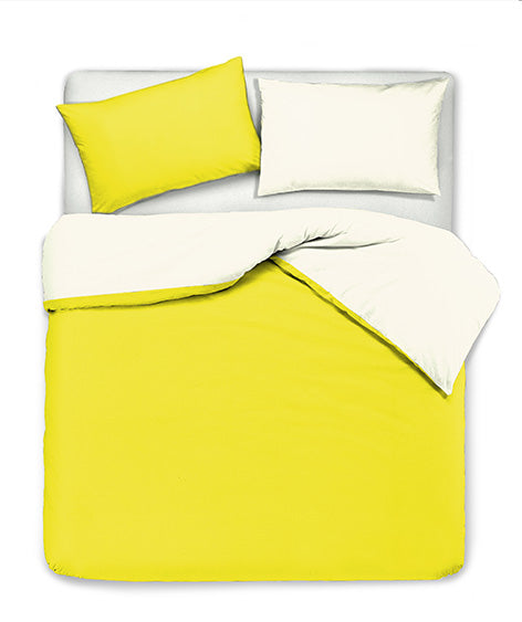Set copripiumino federe letto bicolor double face parure copripiumino in cotone made in Italy NATURALE/GIALLO SOLE