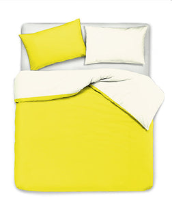 Set copripiumino federe letto bicolor double face parure copripiumino in cotone made in Italy NATURALE/GIALLO SOLE
